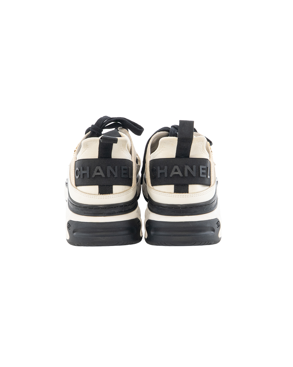 CHANEL MIXED FIBERS SNEAKERS 38.5 WHITE BLACK BEIGE CALF AND VELVET GHW L G35615 9580