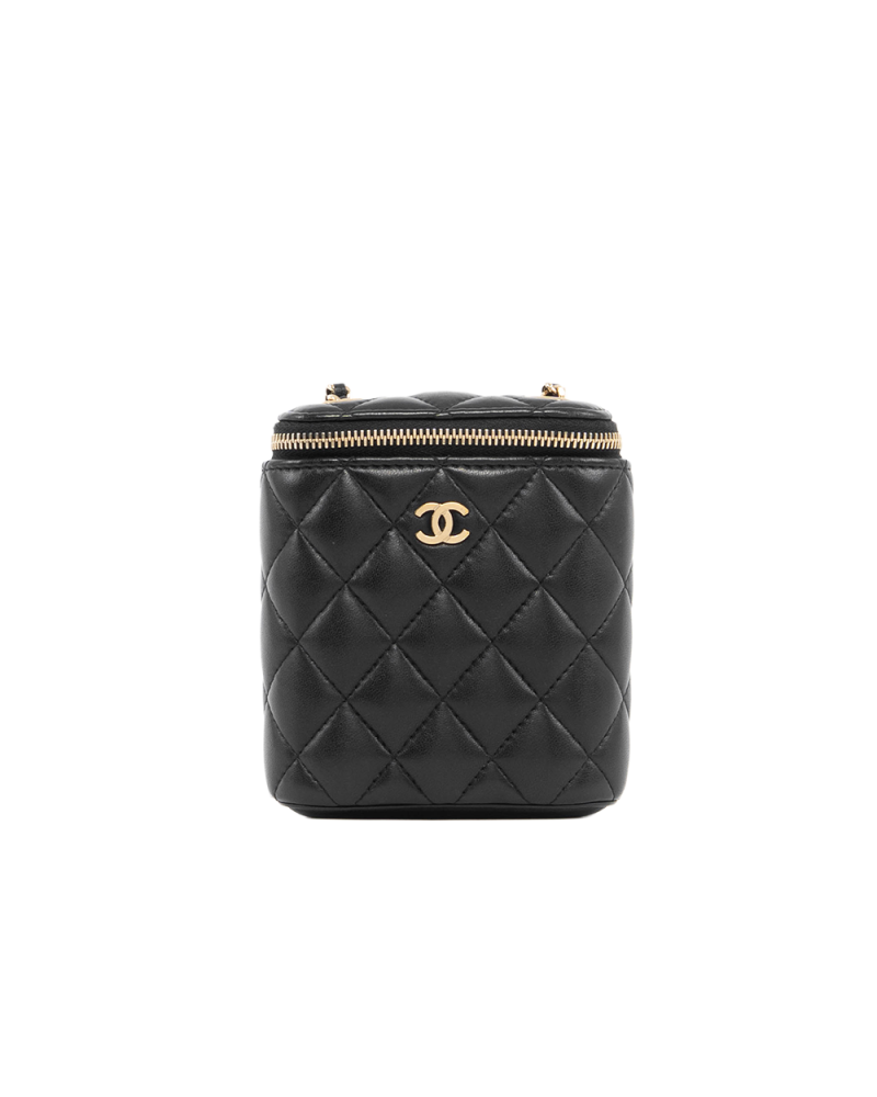 CHANEL O PURSE VANITY BLACK LAMB GHW 30680350 5406