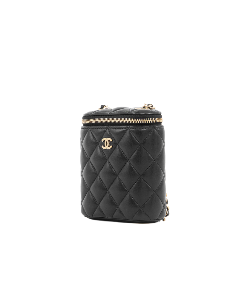 CHANEL O PURSE VANITY BLACK LAMB GHW 30680350 5407