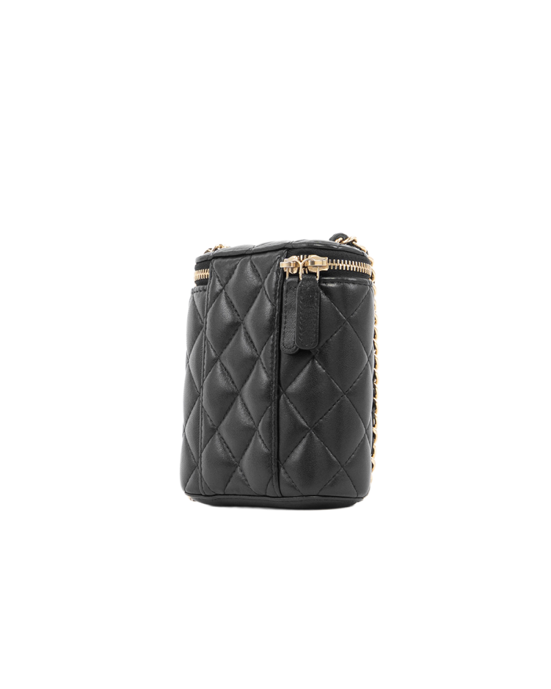 CHANEL O PURSE VANITY BLACK LAMB GHW 30680350 5408