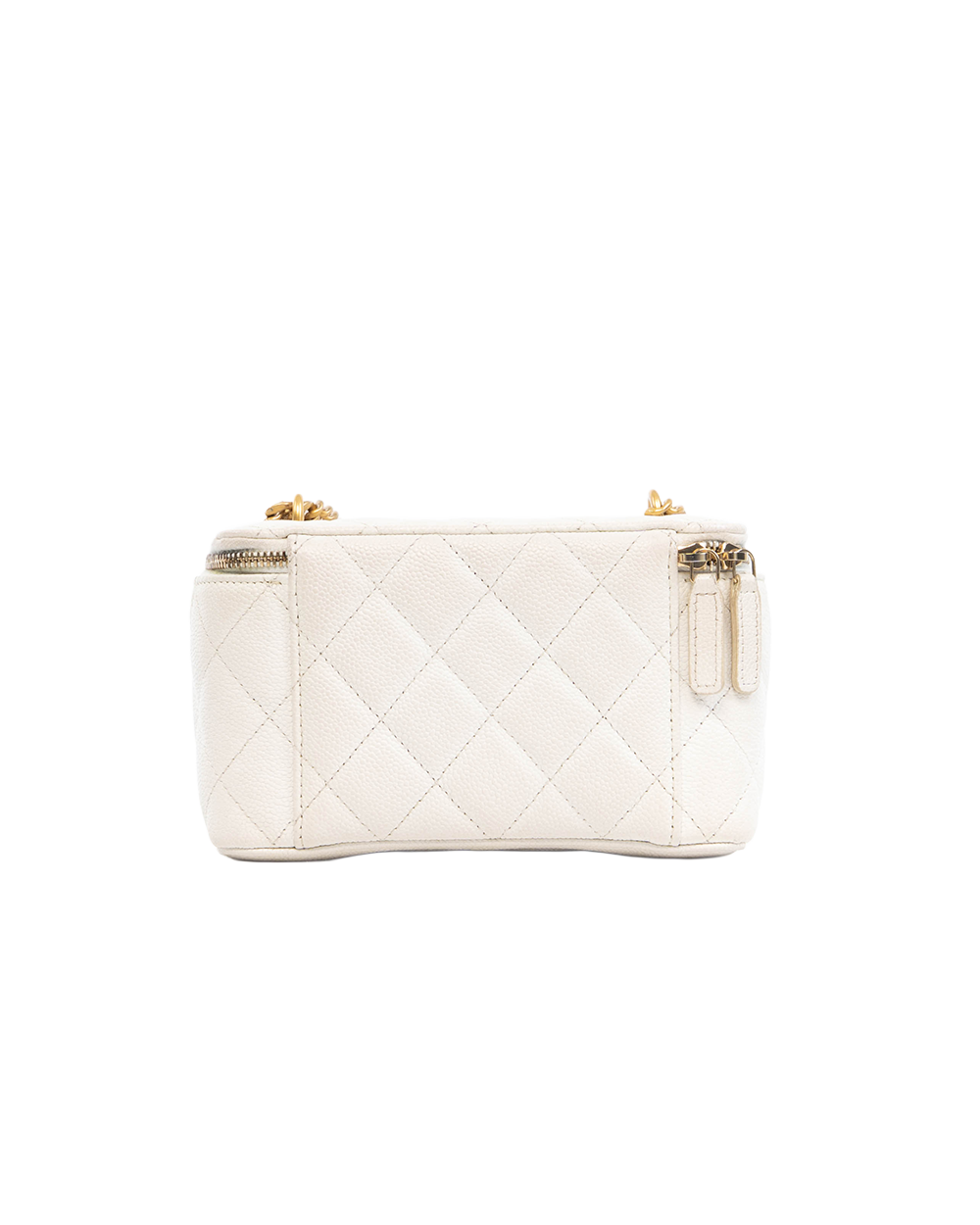 CHANEL O PURSE VANITY WHITE CAVIAR GHW G256K2T7 5373