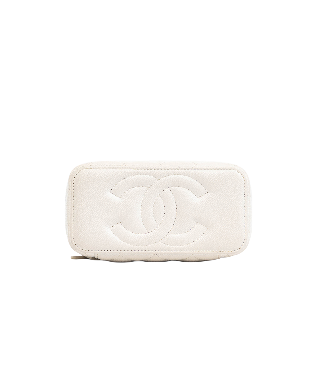 CHANEL O PURSE VANITY WHITE CAVIAR GHW G256K2T7 5374