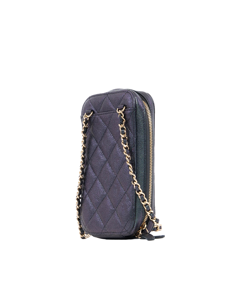 CHANEL PHONE CASE WITH CHAIN BLACK METTALLIC CAVIAR GHW 27836910 1053