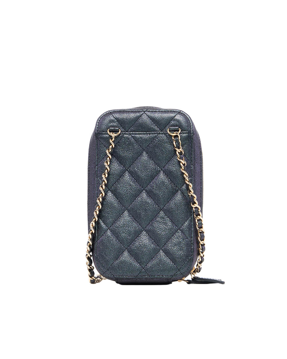 CHANEL PHONE CASE WITH CHAIN BLACK METTALLIC CAVIAR GHW 27836910 1054
