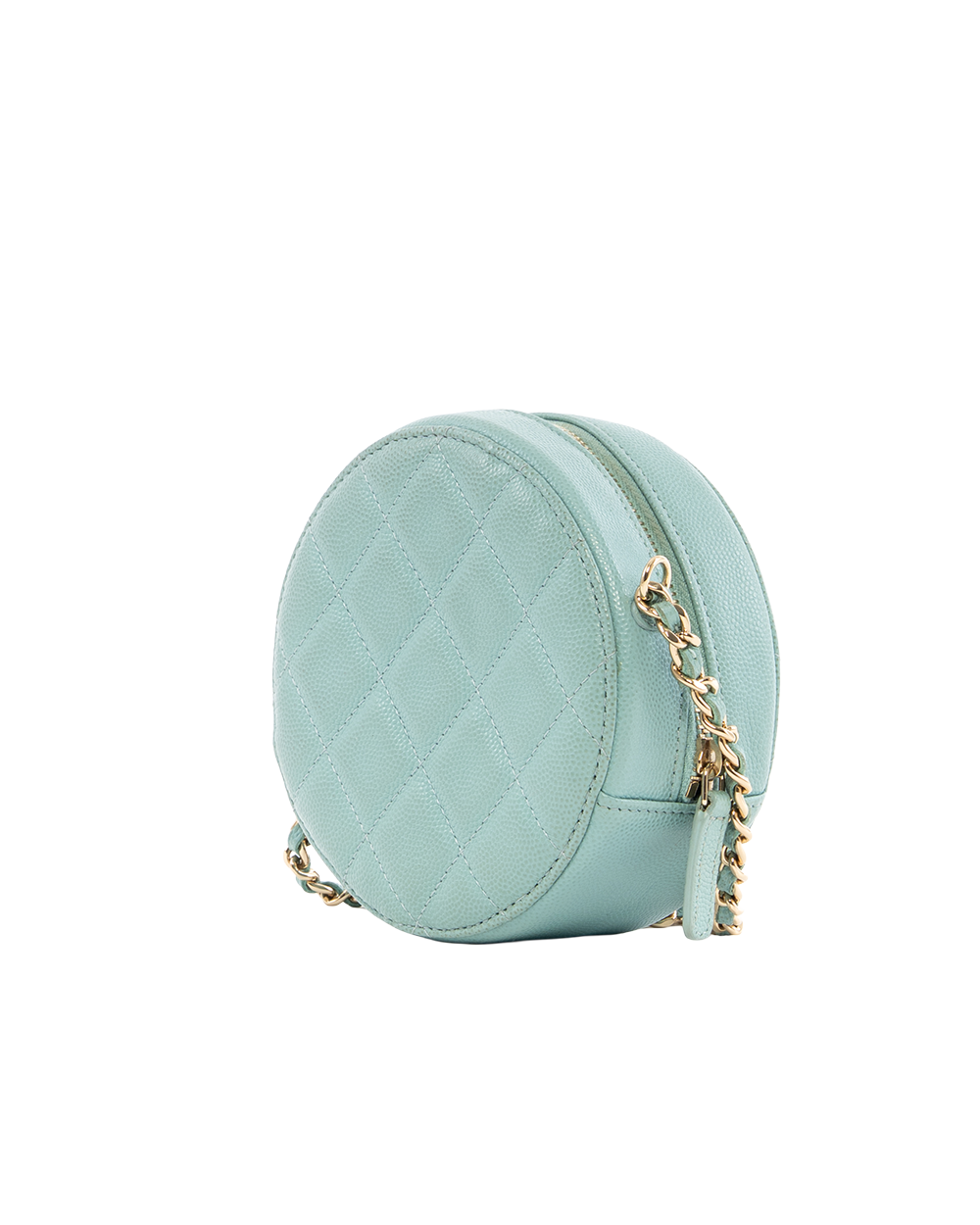 CHANEL ROUND CLUTCH WITH CHAIN 4.5 BLUE LIGHT BLUE CAVIAR GHW 29033440 4102