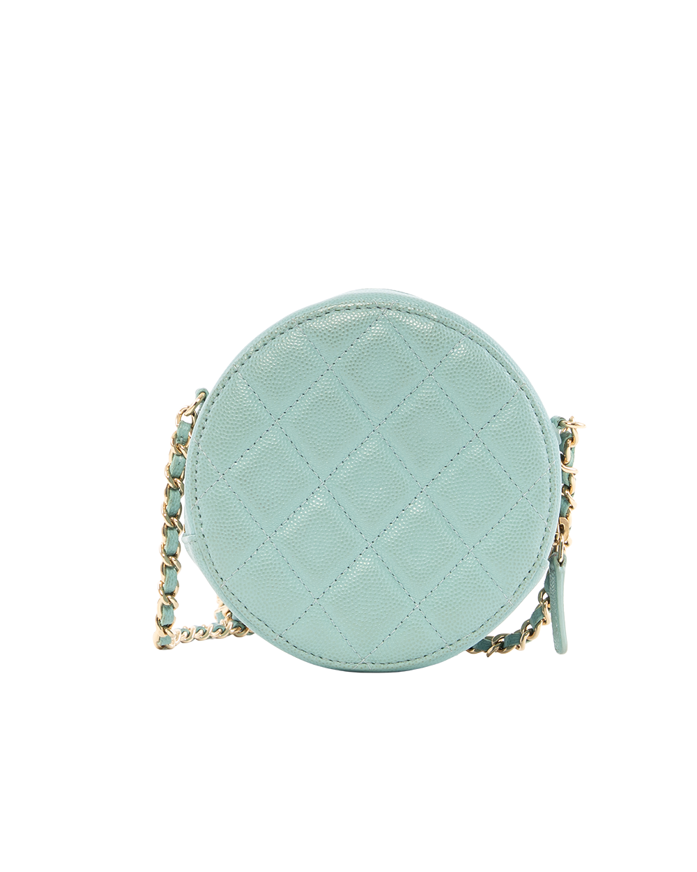 CHANEL ROUND CLUTCH WITH CHAIN 4.5 BLUE LIGHT BLUE CAVIAR GHW 29033440 4103