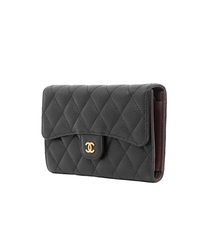 CHANEL SARAH WALLET LONG BLACK CAVIAR GHW 25520559 0482