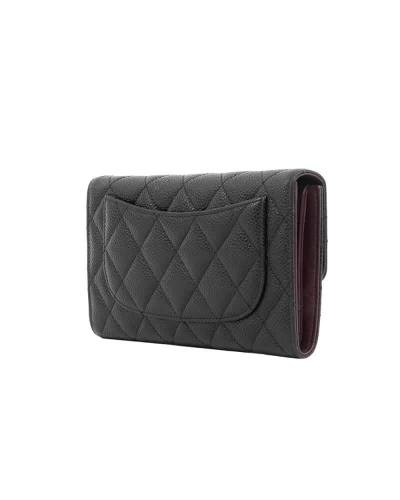 CHANEL SARAH WALLET LONG BLACK CAVIAR GHW 25520559 0483