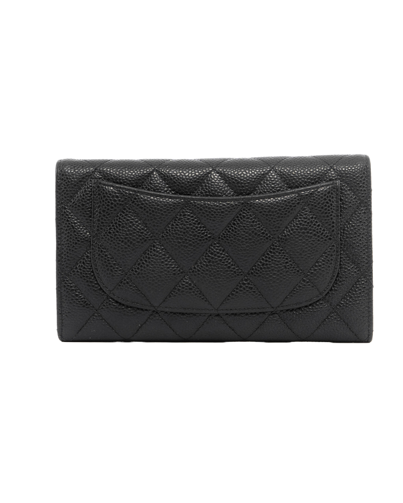 CHANEL SARAH WALLET LONG BLACK CAVIAR GHW 25520559 0484