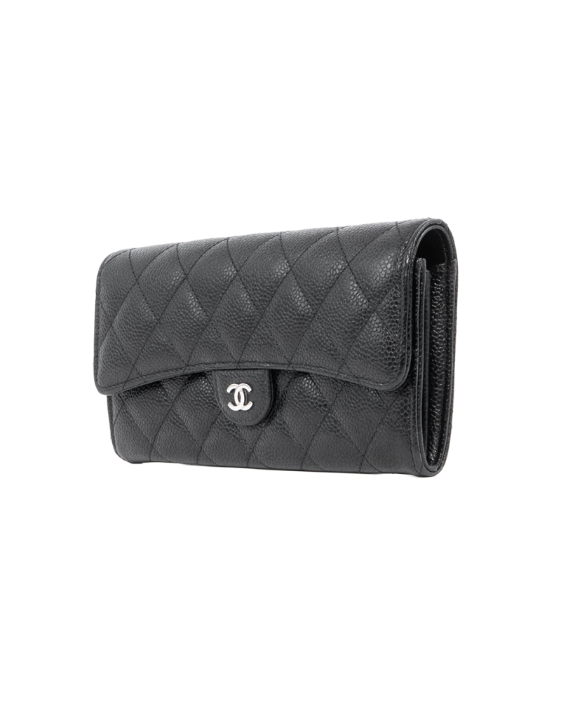 CHANEL SARAH WALLET LONG BLACK CAVIAR SHW 27011419 5063