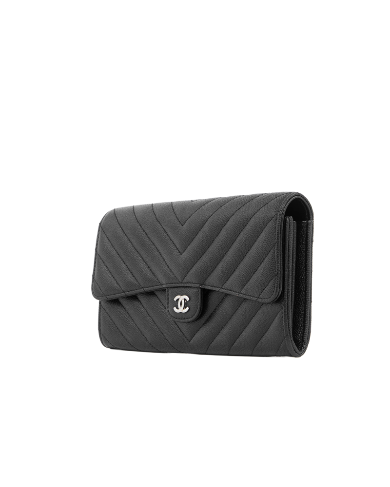 CHANEL SARAH WALLET LONG BLACK CHEVRON SHW 25224683 5385