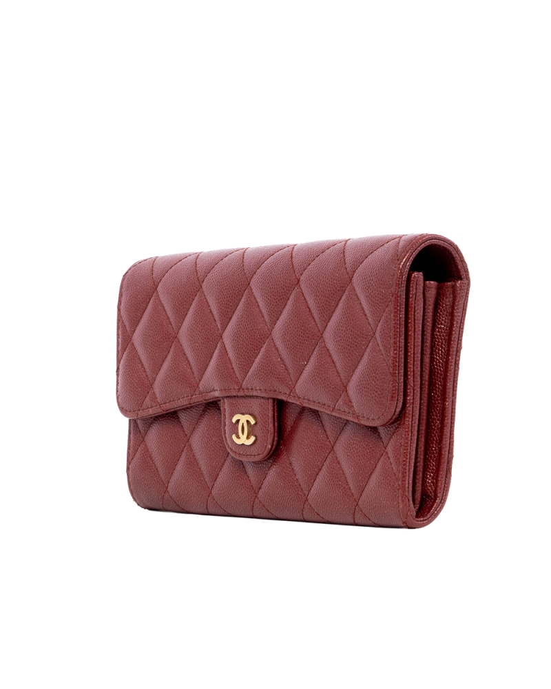 CHANEL SARAH WALLET LONG RED CAVIAR GHW 25237090 03978