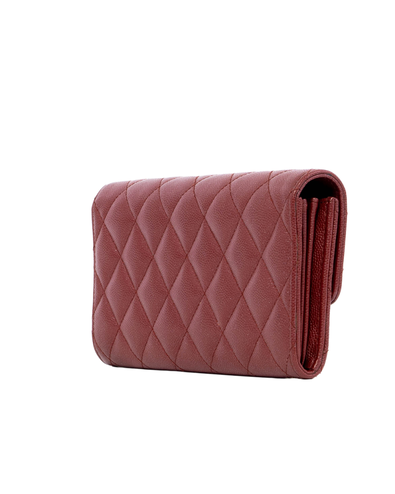 CHANEL SARAH WALLET LONG RED CAVIAR GHW 25237090 03979