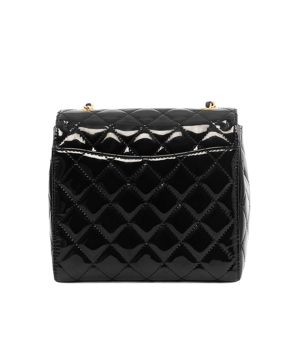 CHANEL SQUARE FLAP BAG SMALL BLACK PATENT GHW ATU5KUCE 5399