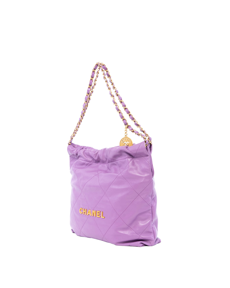 CHANEL TOTE 22 MEDIUM PURPLE CALF GHW J32L0007 03162