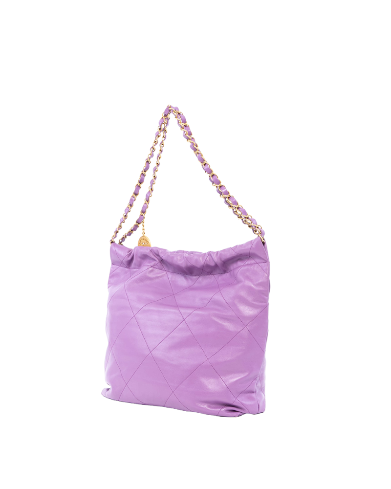 CHANEL TOTE 22 MEDIUM PURPLE CALF GHW J32L0007 03163