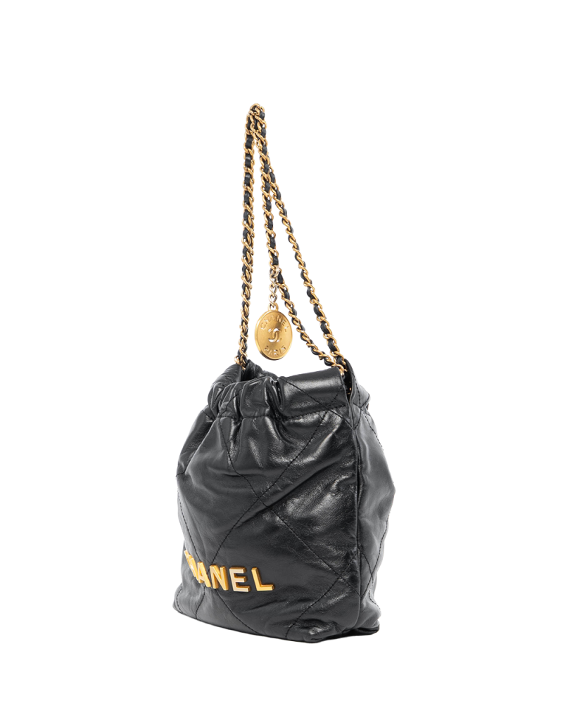 CHANEL TOTE 22 MINI BLACK LAMB GHW K1P4KT5A 2084