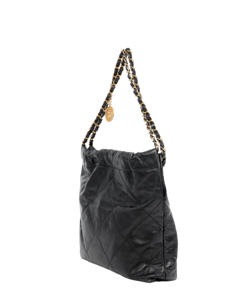 CHANEL TOTE 22 SMALL BLACK CALF GHW CXHUP26G 3004