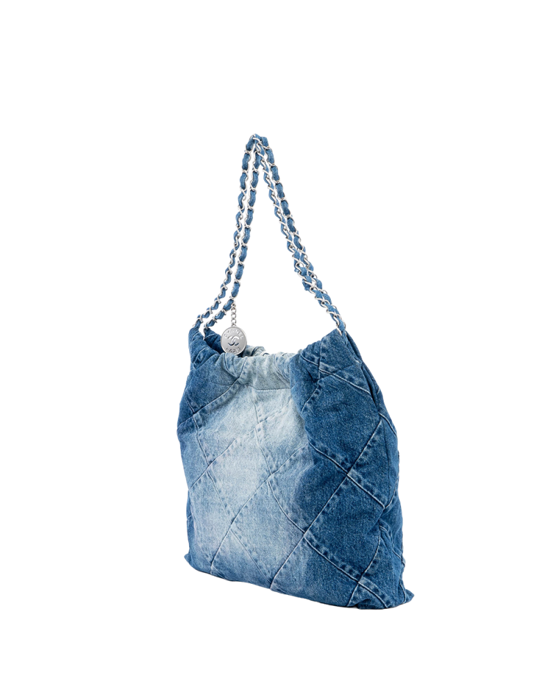 CHANEL TOTE 22 SMALL BLUE DENIM GHW A1U2NN55 03104