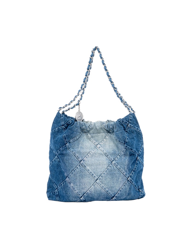 CHANEL TOTE 22 SMALL BLUE DENIM GHW A1U2NN55 03105