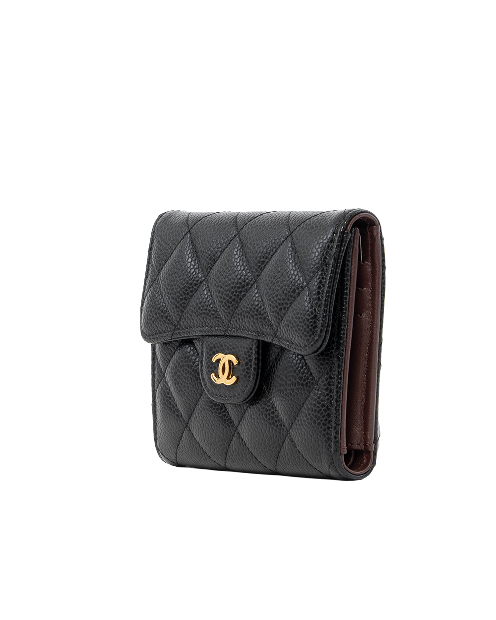 CHANEL TRI FOLD WALLET BLACK CAVIAR GHW 31422639 7839