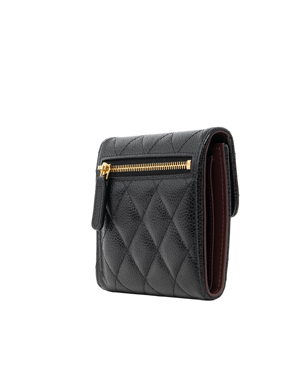 CHANEL TRI FOLD WALLET BLACK CAVIAR GHW 31422639 7840