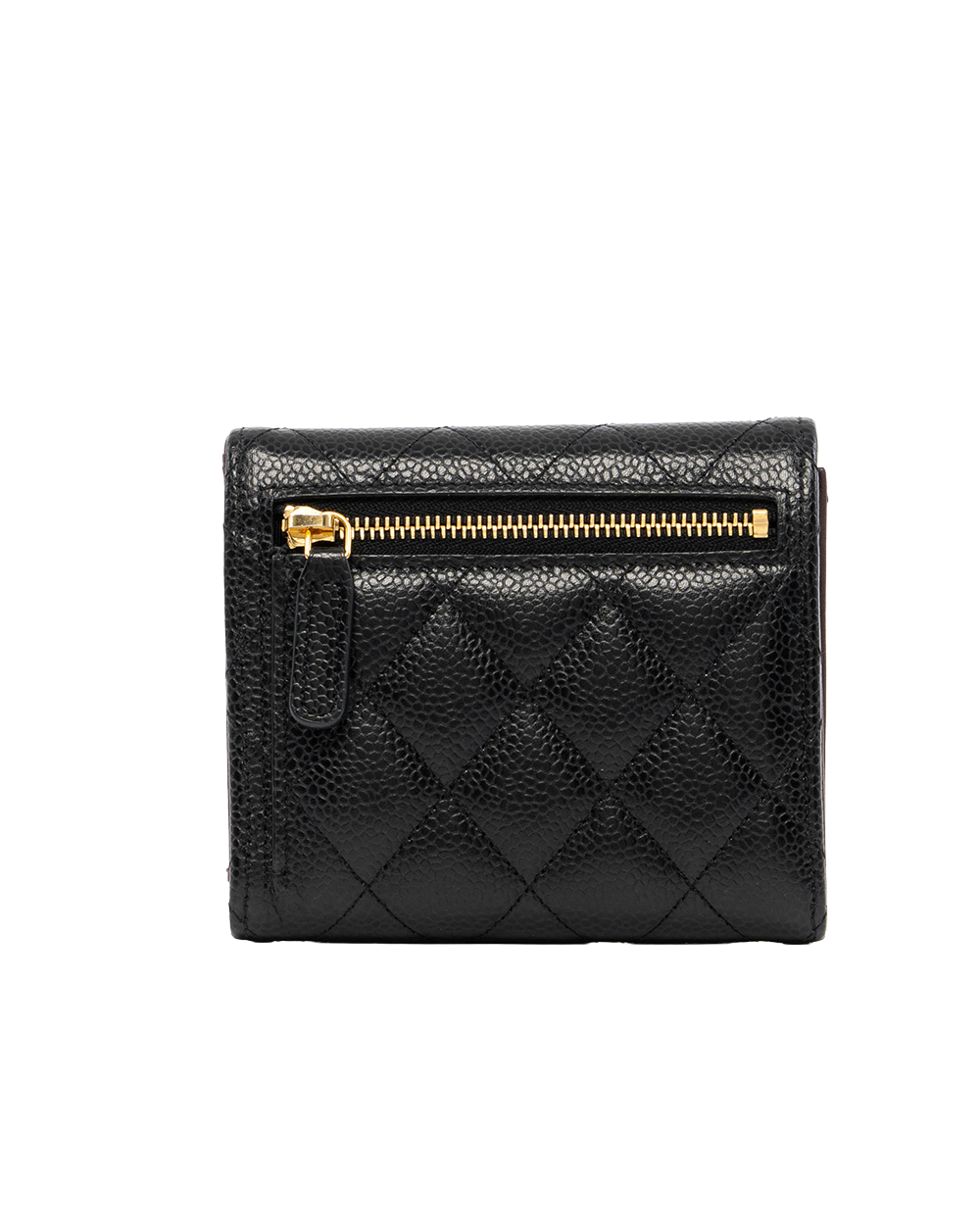 CHANEL TRI FOLD WALLET BLACK CAVIAR GHW 31422639 7841