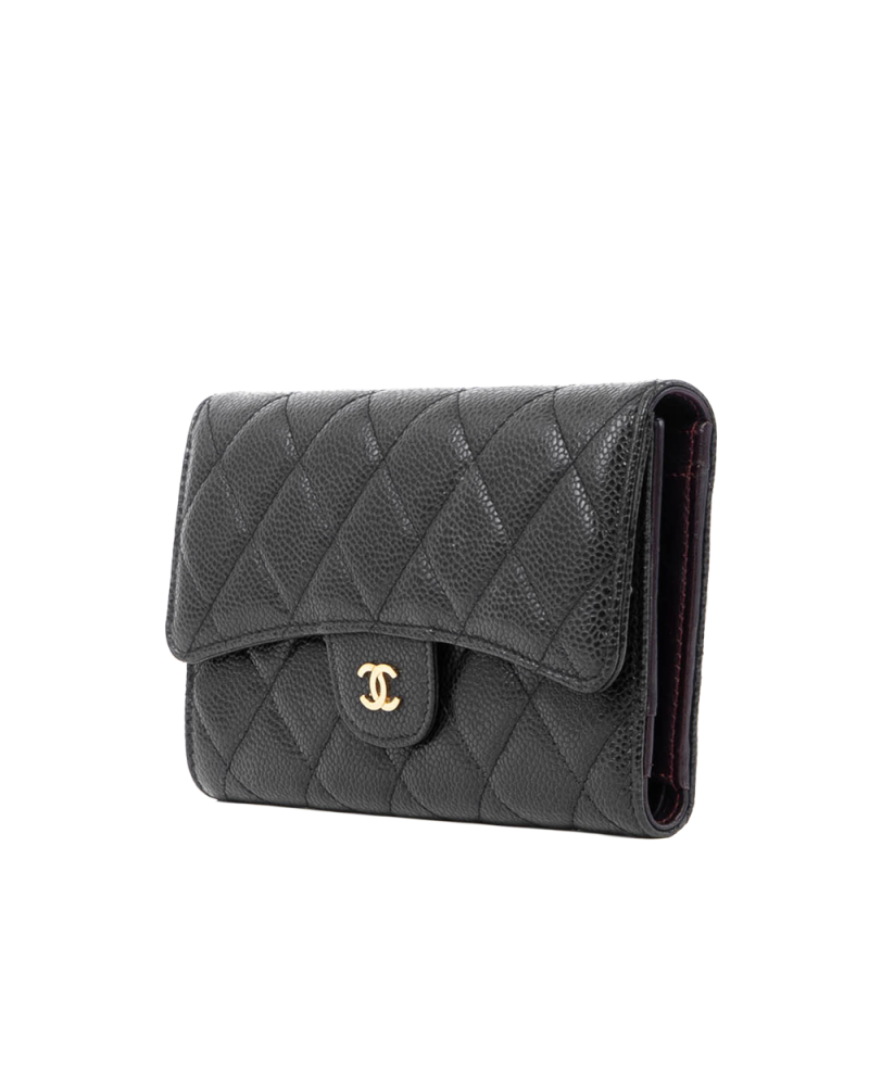 CHANEL TRI FOLD WALLET LONG BLACK CAVIAR SHW 18075523 4585