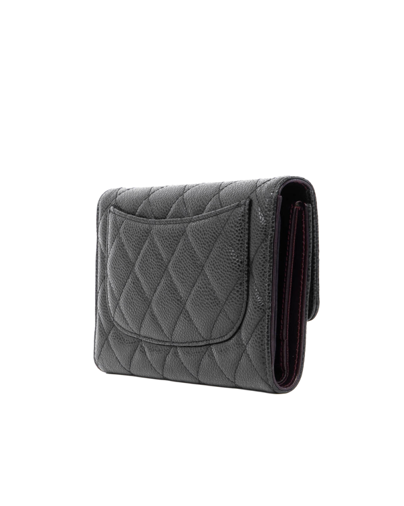 CHANEL TRI FOLD WALLET LONG BLACK CAVIAR SHW 18075523 4586