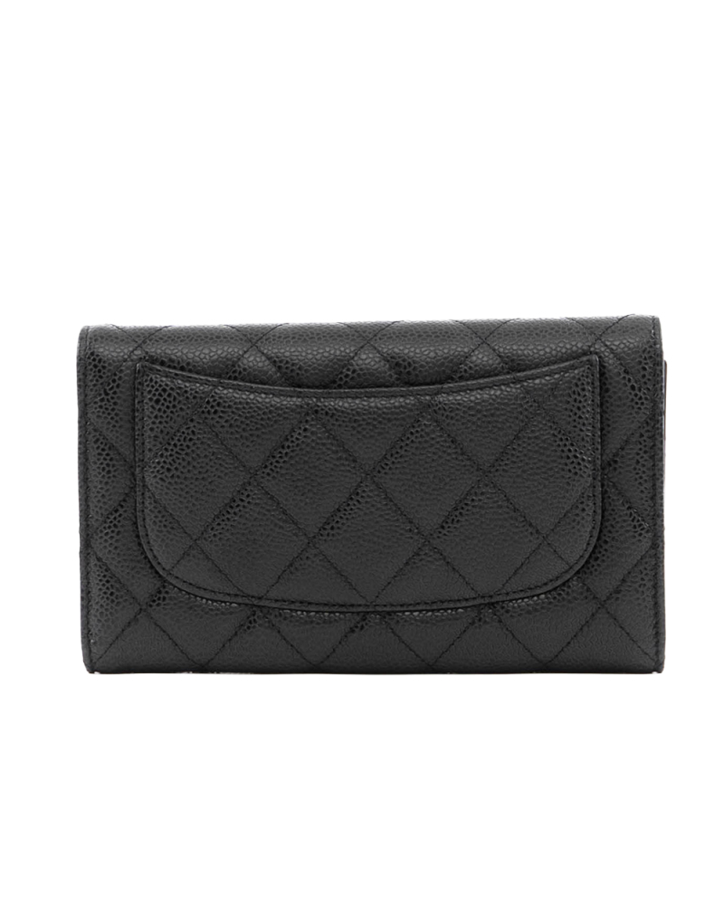 CHANEL TRI FOLD WALLET LONG BLACK CAVIAR SHW 18075523 4587