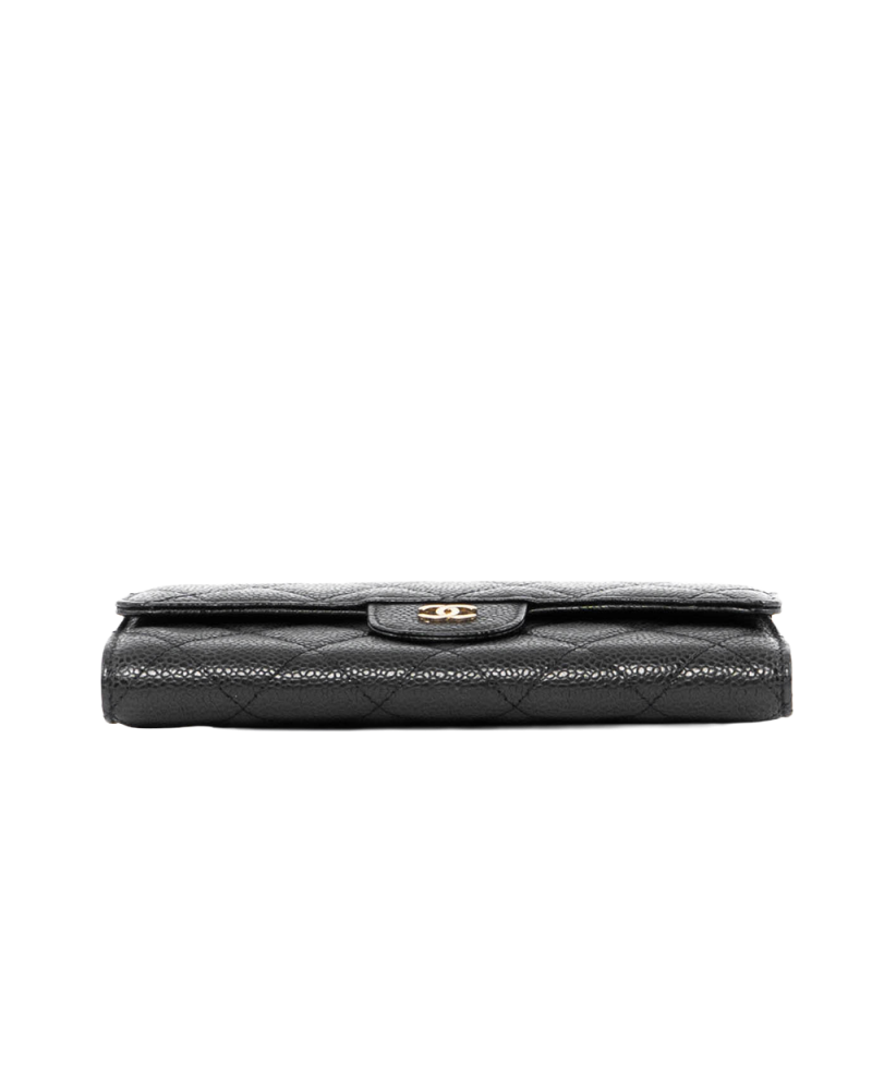 CHANEL TRI FOLD WALLET LONG BLACK CAVIAR SHW 18075523 4588