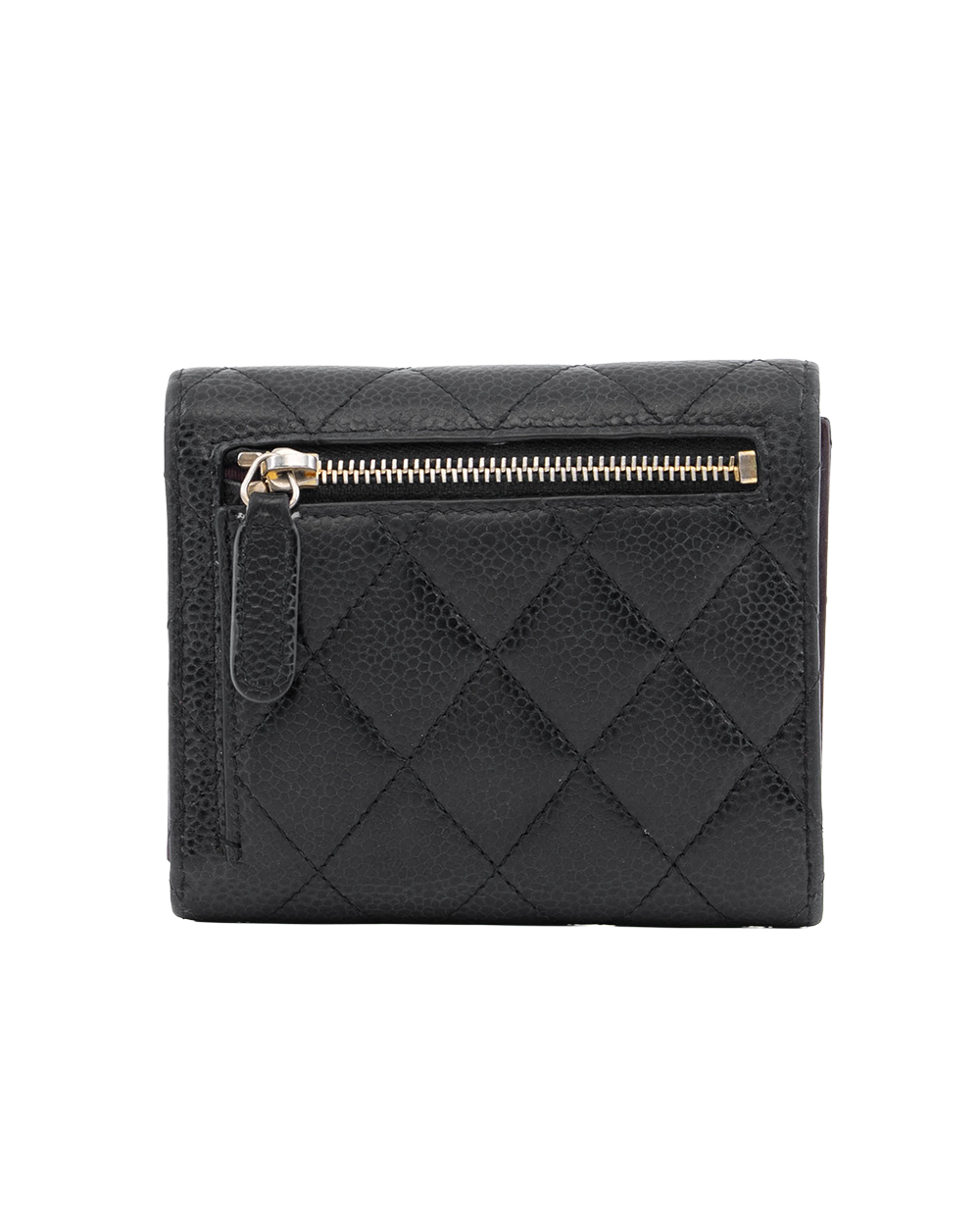 CHANEL TRI FOLD WALLET SHORT BLACK CAVIAR GHW 25286431 1129
