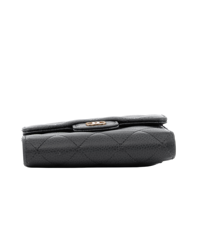 CHANEL TRI FOLD WALLET SHORT BLACK CAVIAR GHW 25286431 1130