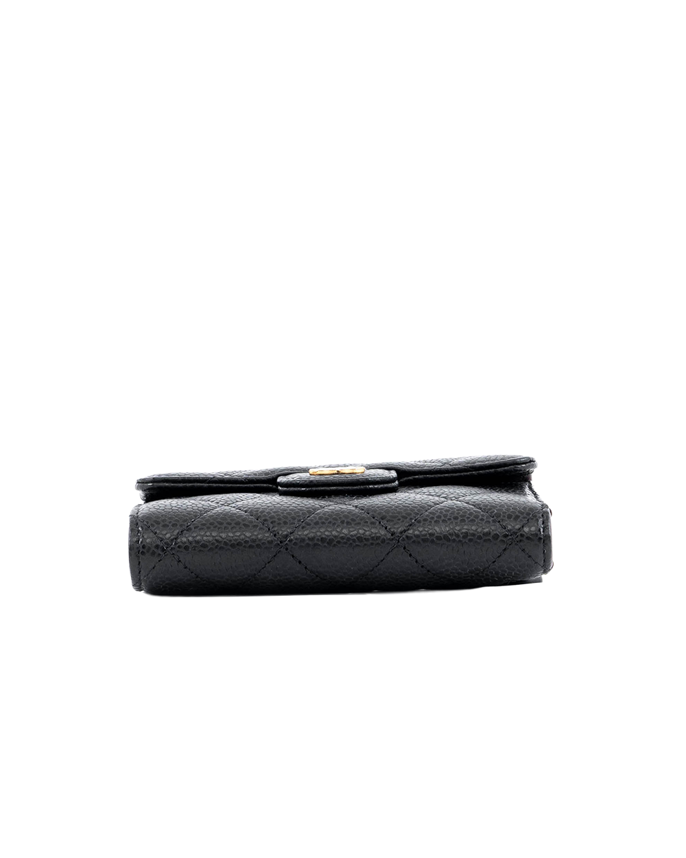 CHANEL TRI FOLD WALLET SHORT BLACK CAVIAR GHW 30257545 03681