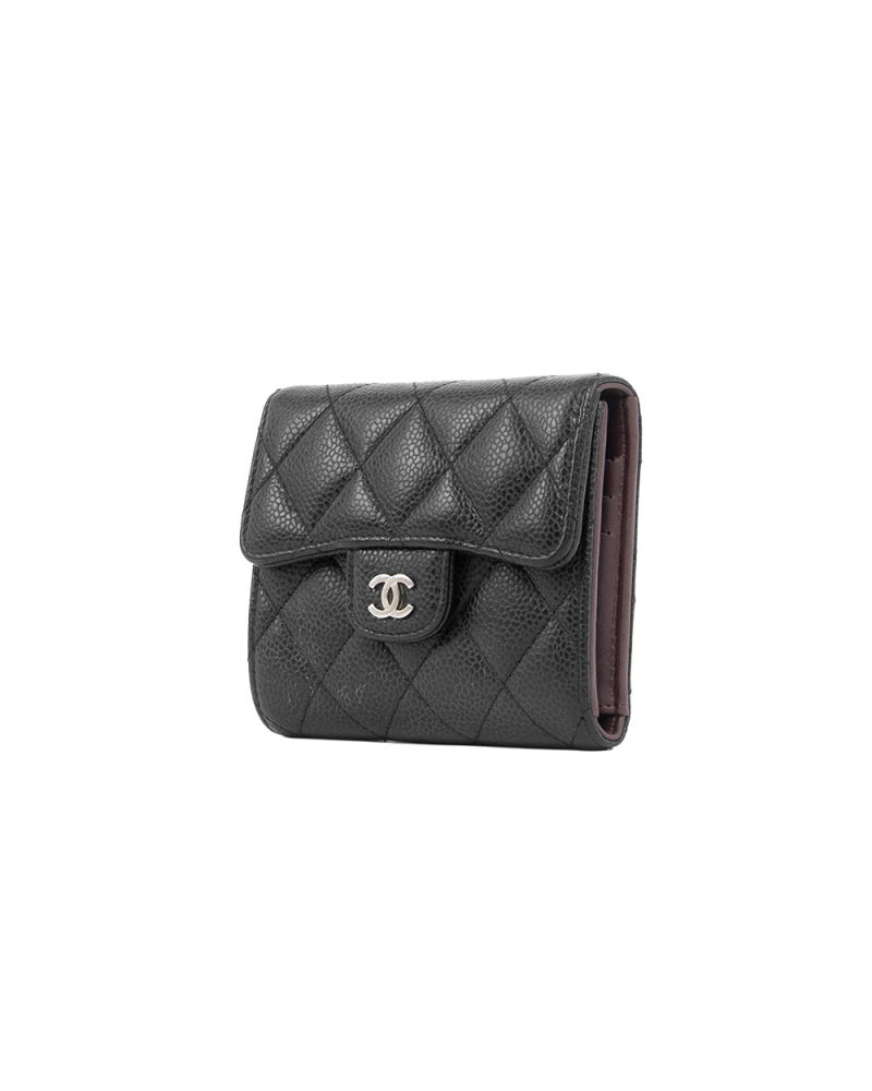 CHANEL TRI FOLD WALLET SHORT BLACK CAVIAR SHW 26625532 5386