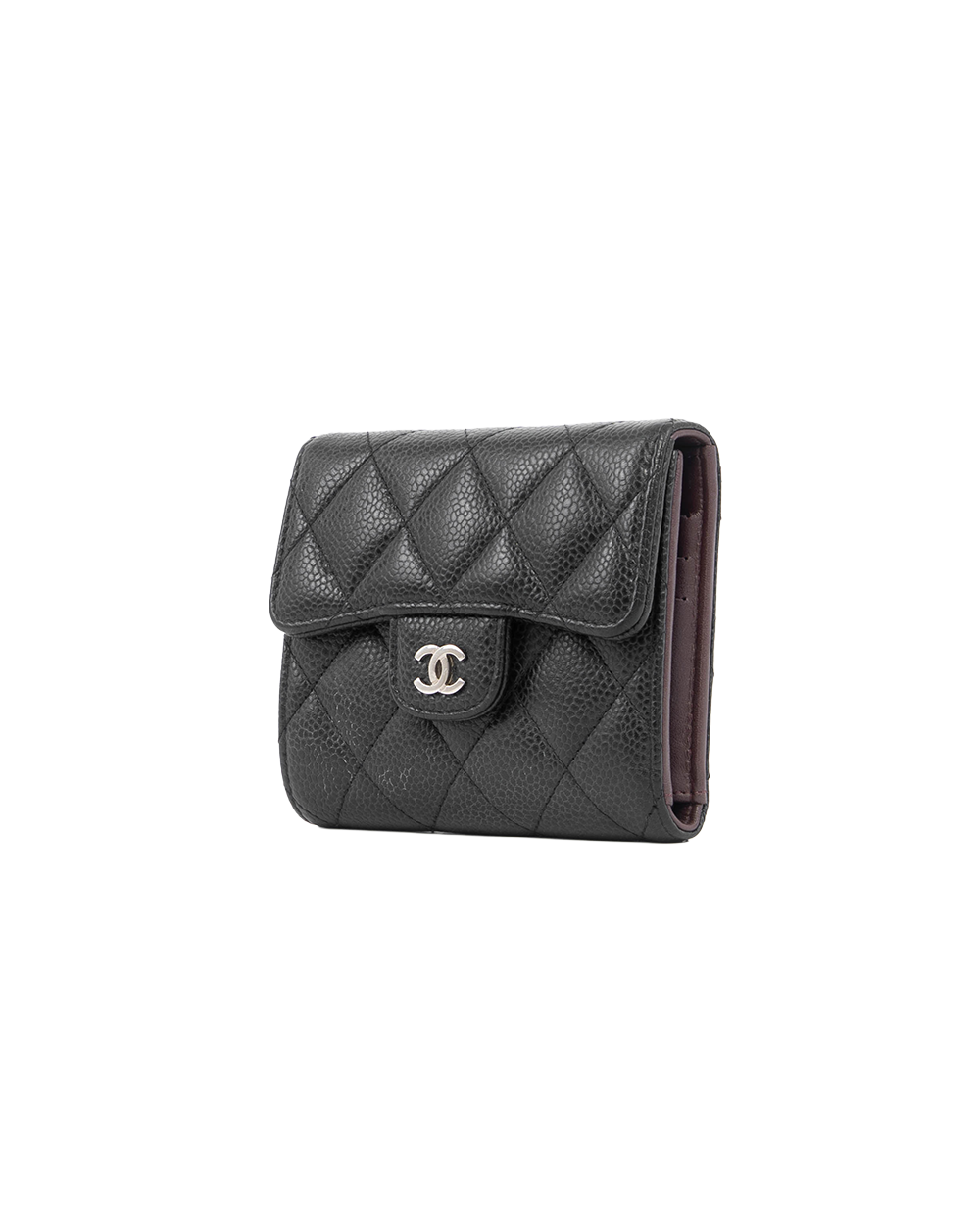 CHANEL TRI FOLD WALLET SHORT BLACK CAVIAR SHW 26625532 5386
