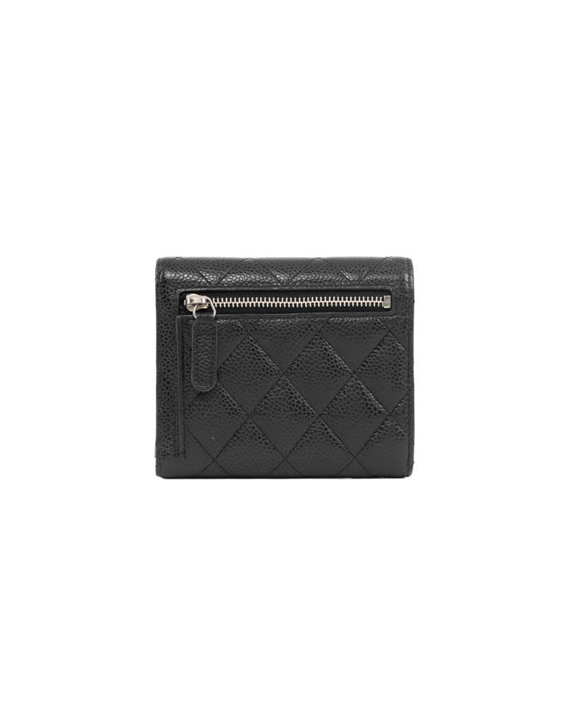 CHANEL TRI FOLD WALLET SHORT BLACK CAVIAR SHW 26625532 5388