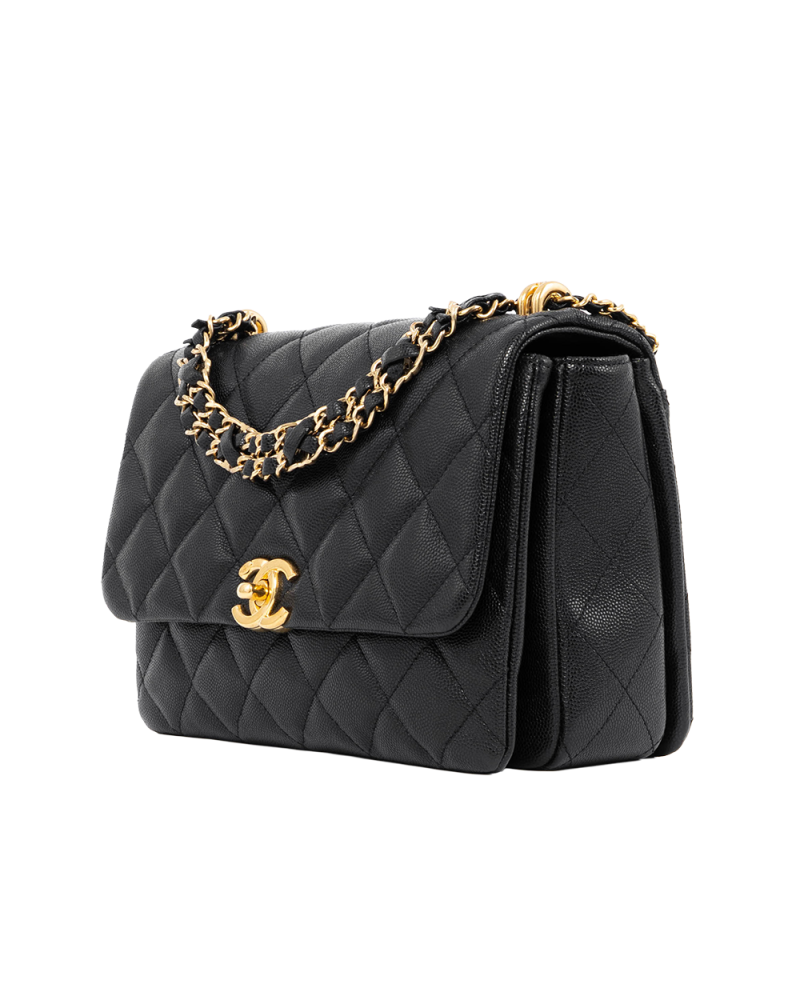 CHANEL TURNLOCK FLAP 9 BLACK CAVIER GHW UEP722J3 4067