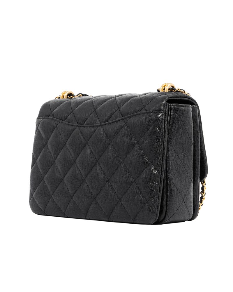 CHANEL TURNLOCK FLAP 9 BLACK CAVIER GHW UEP722J3 4068