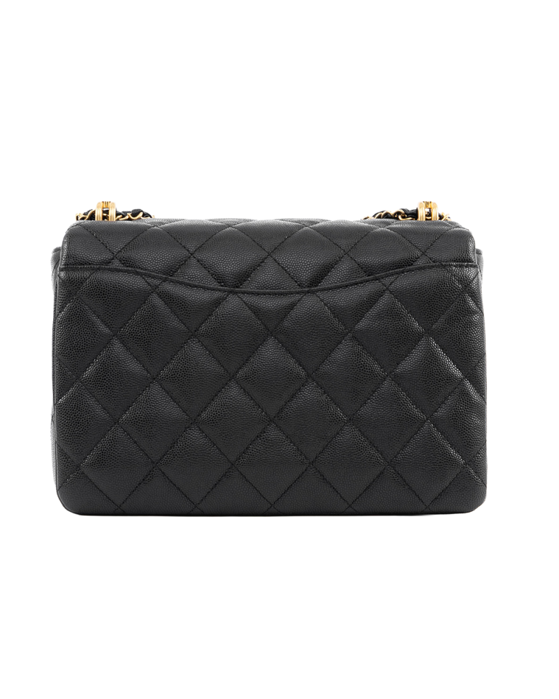CHANEL TURNLOCK FLAP 9 BLACK CAVIER GHW UEP722J3 4069