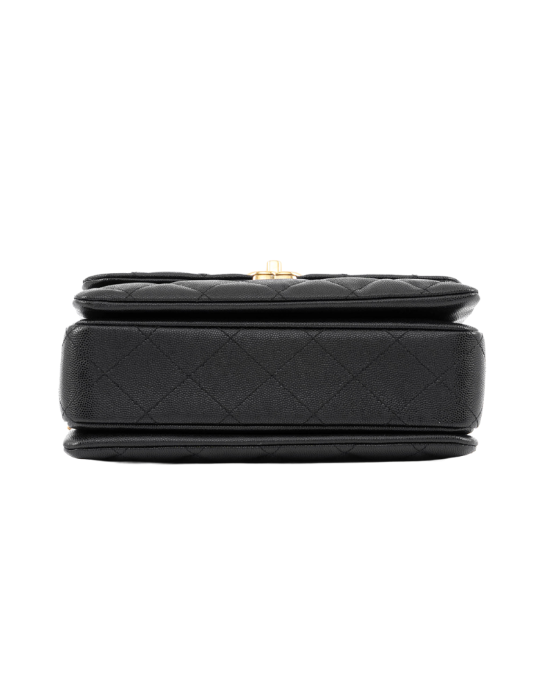 CHANEL TURNLOCK FLAP 9 BLACK CAVIER GHW UEP722J3 4070