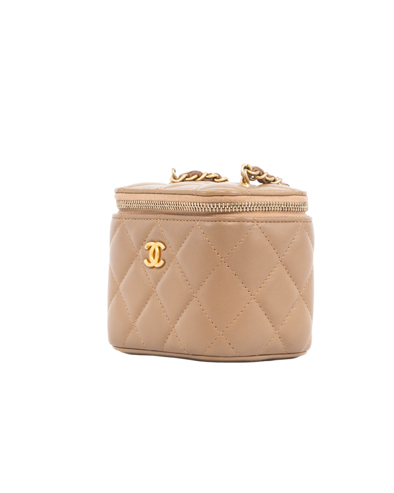 CHANEL VANITY BOX MINI BEIGE LAMB GHW JN236T87 5407