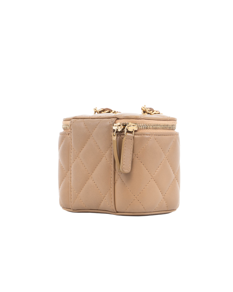 CHANEL VANITY BOX MINI BEIGE LAMB GHW JN236T87 5408