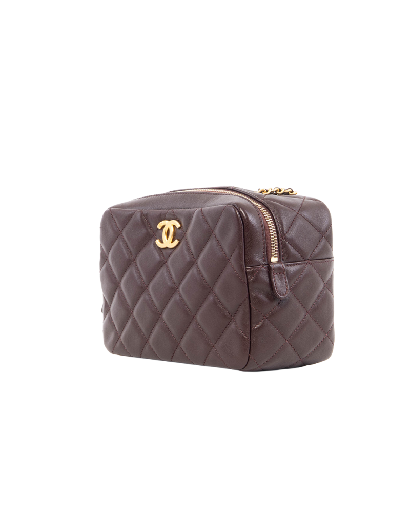 CHANEL WENGE WOOD BOWING BAG BURGANDY LAMB GHW A983A7T4 5328