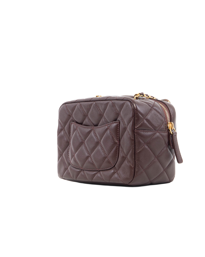 CHANEL WENGE WOOD BOWING BAG BURGANDY LAMB GHW A983A7T4 5329