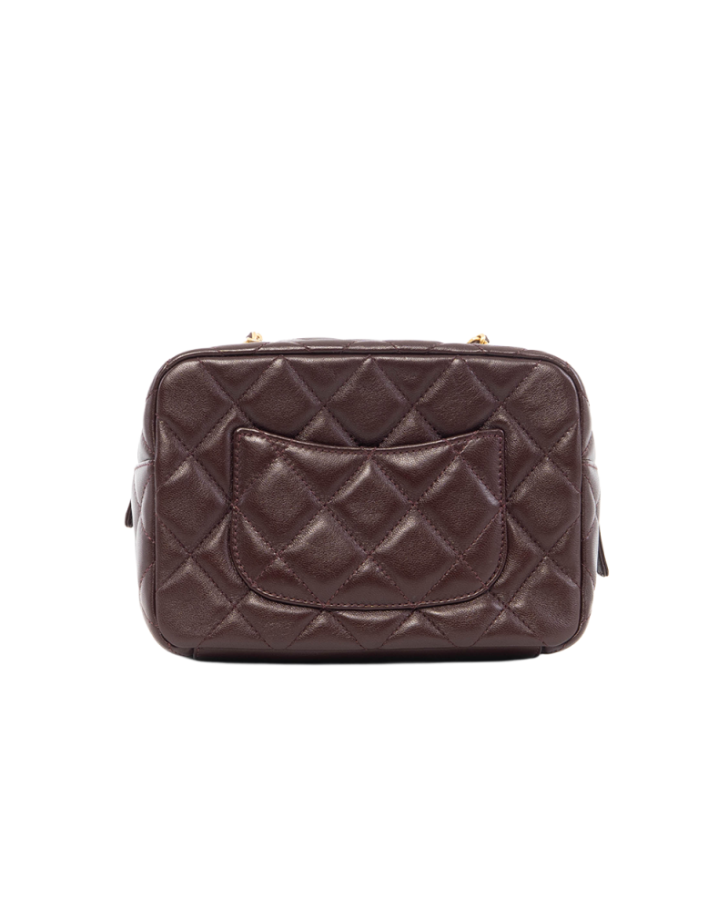 CHANEL WENGE WOOD BOWING BAG BURGANDY LAMB GHW A983A7T4 5330