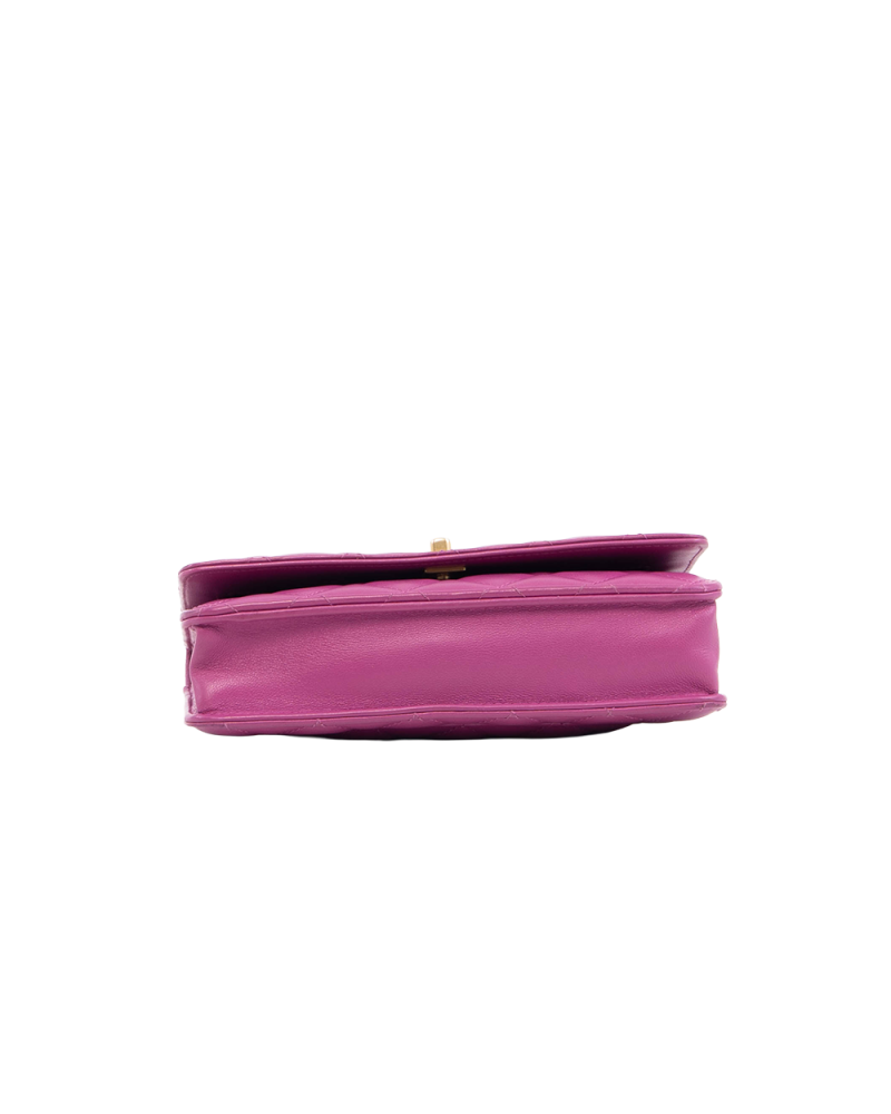 CHANEL WOC ADJUSTABLE CHAIN 7.5 PURPLE LAMB GHW 30807415 5394