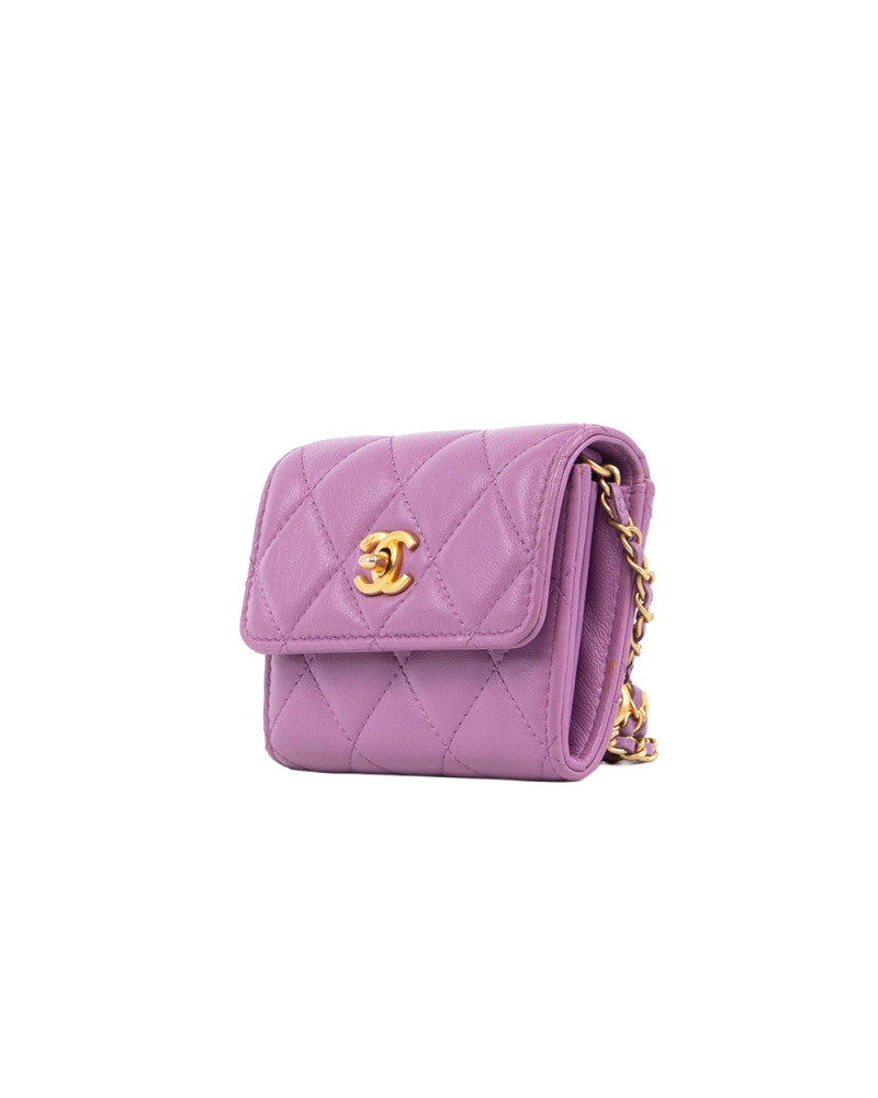 CHANEL WOC ADJUSTABLE CHAIN SHORT PURPLE CALF GHW 32027630 5423