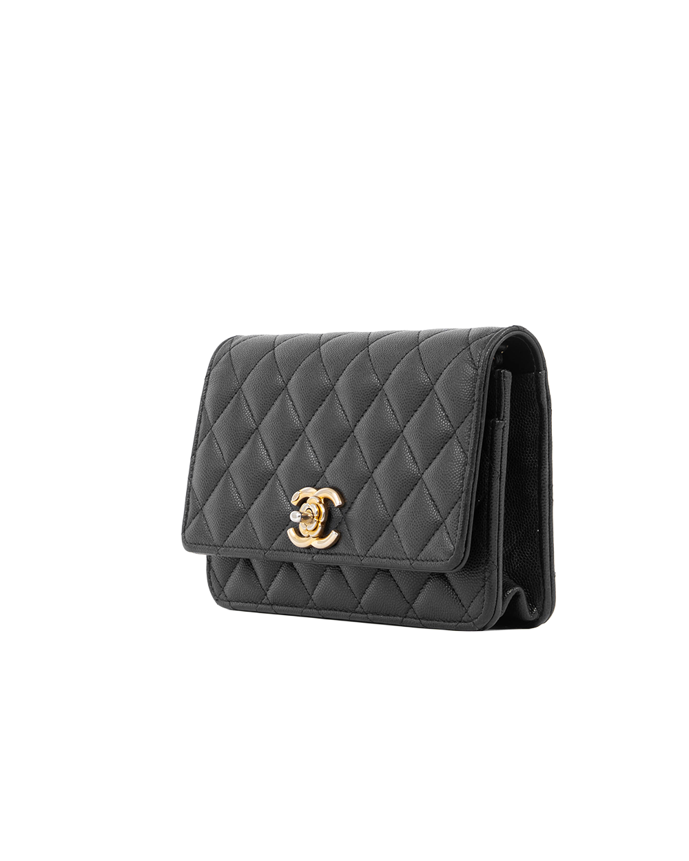 CHANEL WOC TURNLOCK CAMELIA CHAIN BLACK CAVIAR GHW N6P1E59C 5396