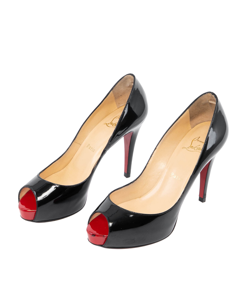 CHRISTIAN HIGH HEEL 37 BLACK PATENT 2219